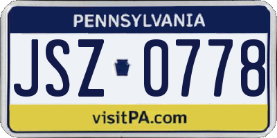 PA license plate JSZ0778
