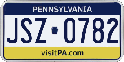 PA license plate JSZ0782