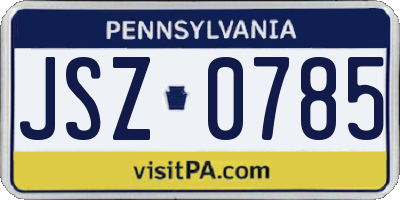 PA license plate JSZ0785