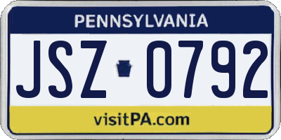 PA license plate JSZ0792