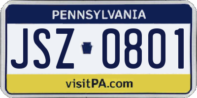 PA license plate JSZ0801