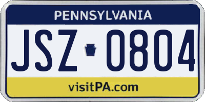 PA license plate JSZ0804