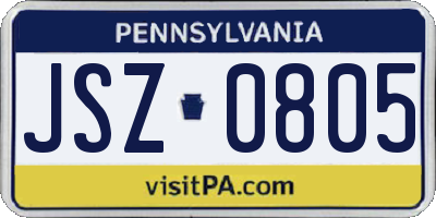 PA license plate JSZ0805