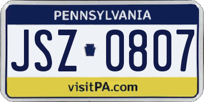 PA license plate JSZ0807