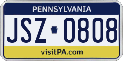 PA license plate JSZ0808