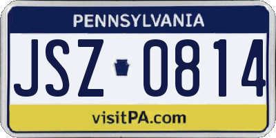PA license plate JSZ0814