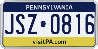 PA license plate JSZ0816