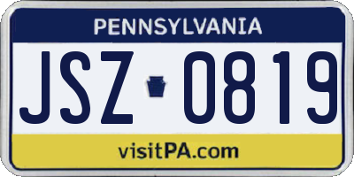 PA license plate JSZ0819