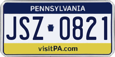 PA license plate JSZ0821