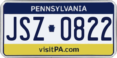 PA license plate JSZ0822