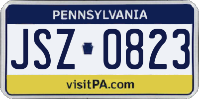 PA license plate JSZ0823