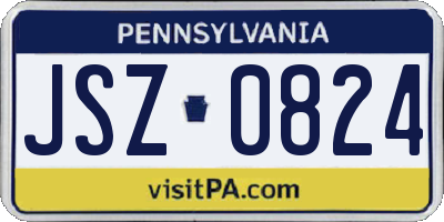 PA license plate JSZ0824