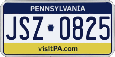 PA license plate JSZ0825