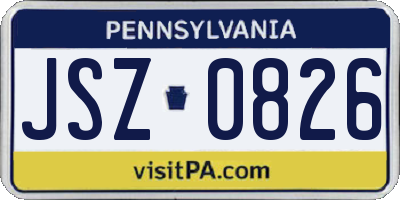 PA license plate JSZ0826