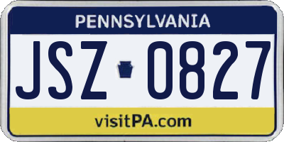 PA license plate JSZ0827