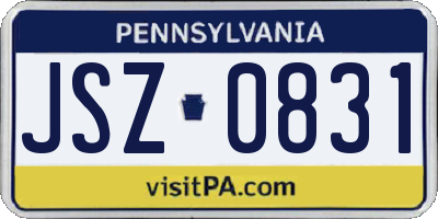 PA license plate JSZ0831