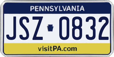 PA license plate JSZ0832