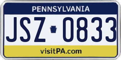 PA license plate JSZ0833