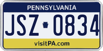 PA license plate JSZ0834