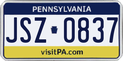 PA license plate JSZ0837