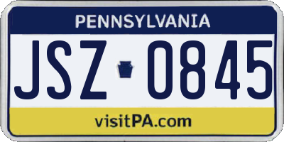 PA license plate JSZ0845