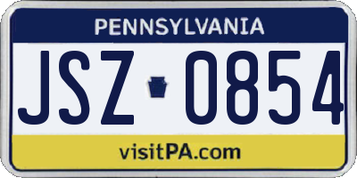 PA license plate JSZ0854