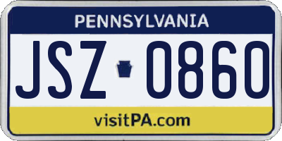 PA license plate JSZ0860