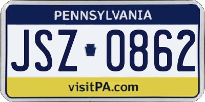 PA license plate JSZ0862