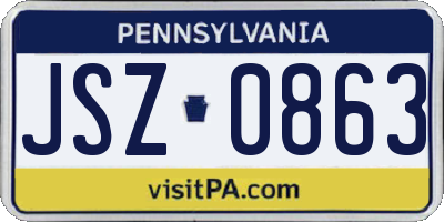 PA license plate JSZ0863