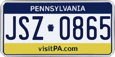 PA license plate JSZ0865