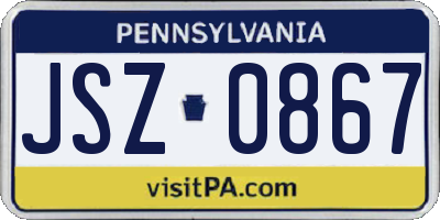 PA license plate JSZ0867