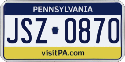 PA license plate JSZ0870