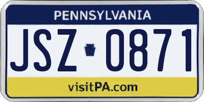 PA license plate JSZ0871
