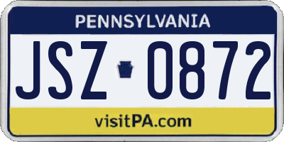 PA license plate JSZ0872