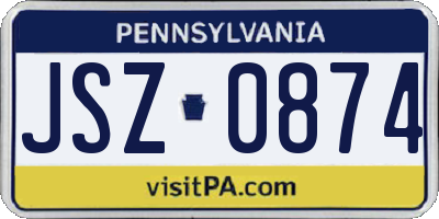 PA license plate JSZ0874