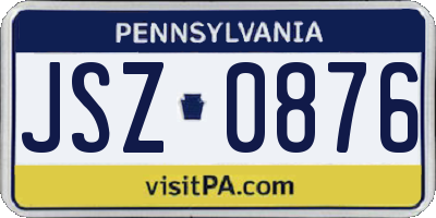 PA license plate JSZ0876