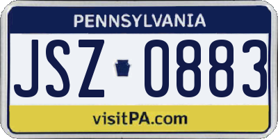 PA license plate JSZ0883