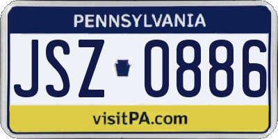 PA license plate JSZ0886