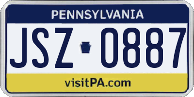 PA license plate JSZ0887
