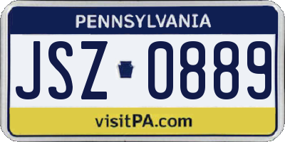 PA license plate JSZ0889