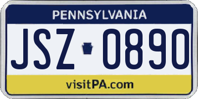 PA license plate JSZ0890