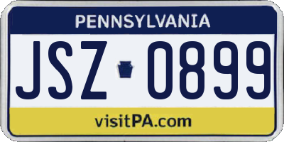 PA license plate JSZ0899