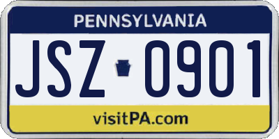 PA license plate JSZ0901