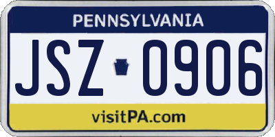 PA license plate JSZ0906