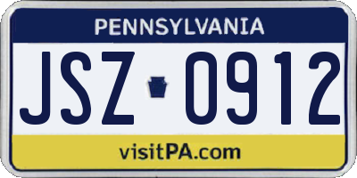 PA license plate JSZ0912