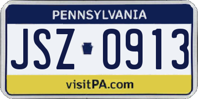 PA license plate JSZ0913