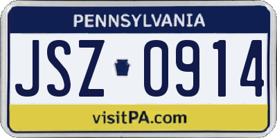 PA license plate JSZ0914
