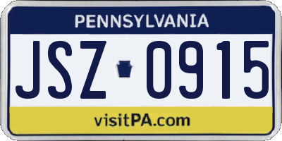 PA license plate JSZ0915