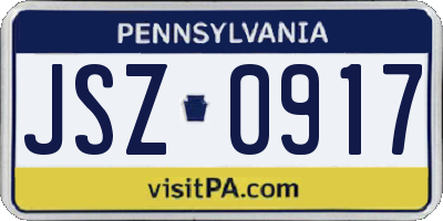 PA license plate JSZ0917