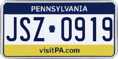 PA license plate JSZ0919